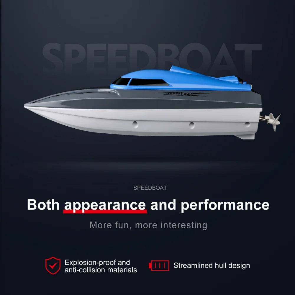 Rc Boat 20Km/h Remote Control Speedboat Dual Motor Radio-Controlled Racing Ship for Pools and Lakes Simulated Model Kids Gift