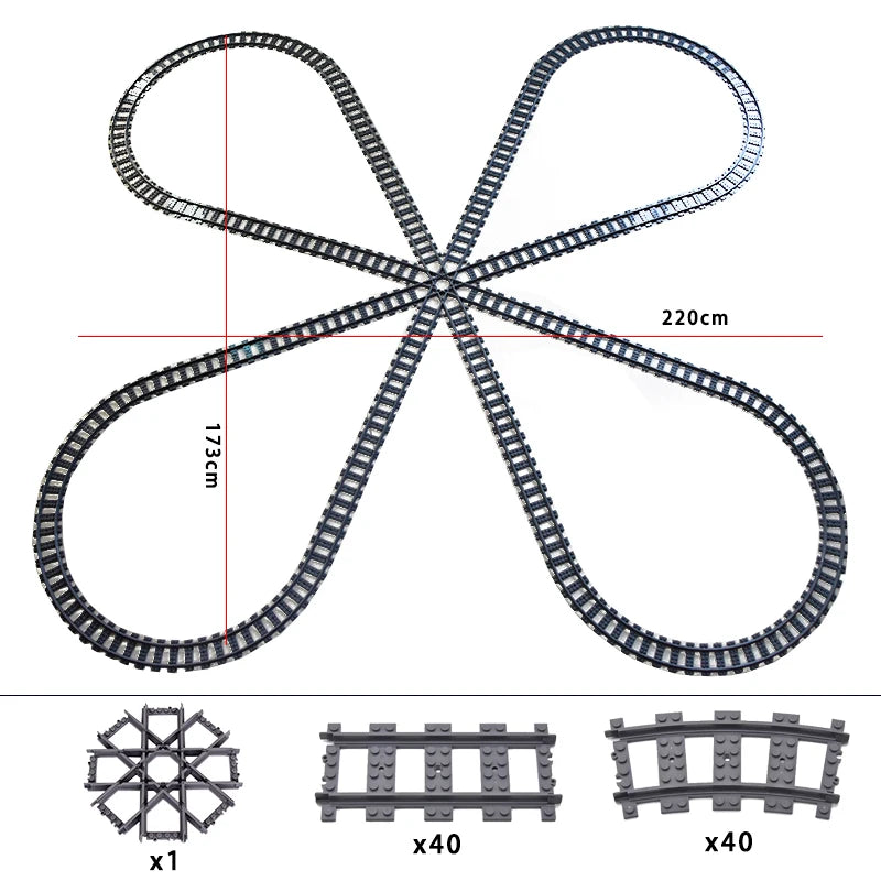 City High-tech Trains Flexible Tracks Forked Straight Curved Rails Crossing Switch Building Block Bricks Creative Toys for kids
