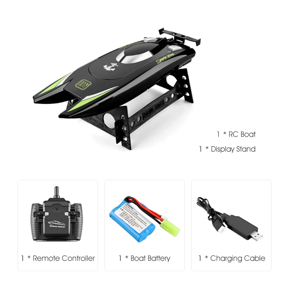 2.4G RC Boat 30KM/H High Speed Dual Motor 2CH Waterproof Remote Control Racing Ship Toy - 20Mins Battery for Kids & Adults
