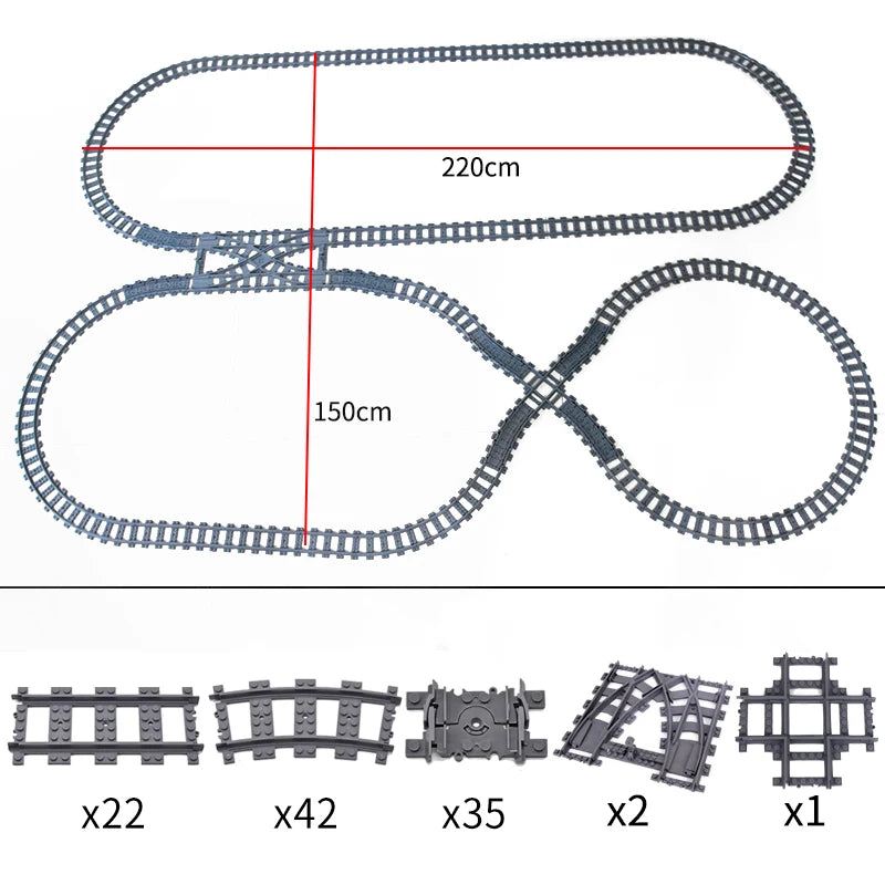 City High-tech Trains Flexible Tracks Forked Straight Curved Rails Crossing Switch Building Block Bricks Creative Toys for kids