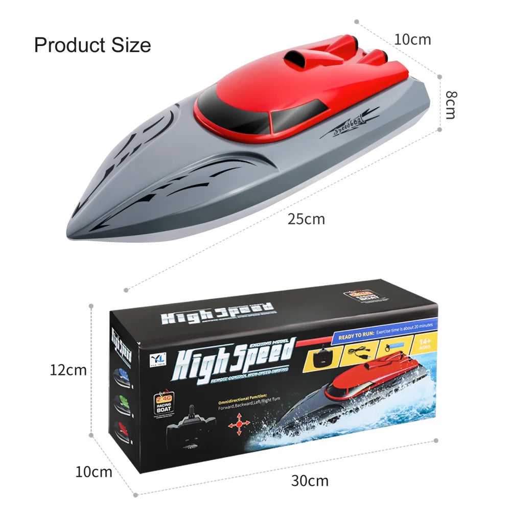 Rc Boat 20Km/h Remote Control Speedboat Dual Motor Radio-Controlled Racing Ship for Pools and Lakes Simulated Model Kids Gift