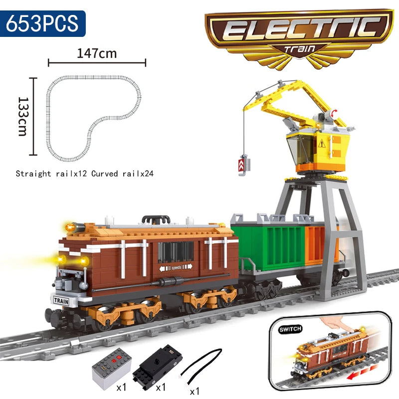 KAZI High-Tech Battery Powered Electric City passenger High Speed Train Rail Track sets Building Blocks Bricks kids DIY Toys