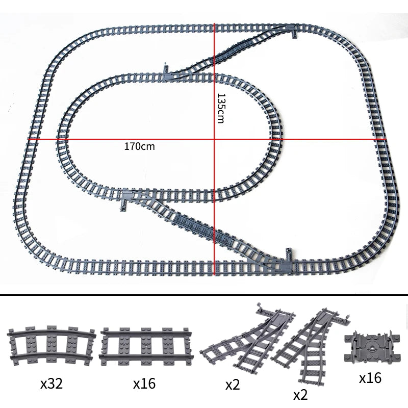 City High-tech Trains Flexible Tracks Forked Straight Curved Rails Crossing Switch Building Block Bricks Creative Toys for kids