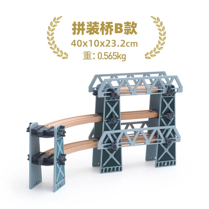 Wooden Train Tracks Accessories set Wood Railway Tracks Wooden Bridge Tunnel fit for Wood Tracks Toys Educational Toys