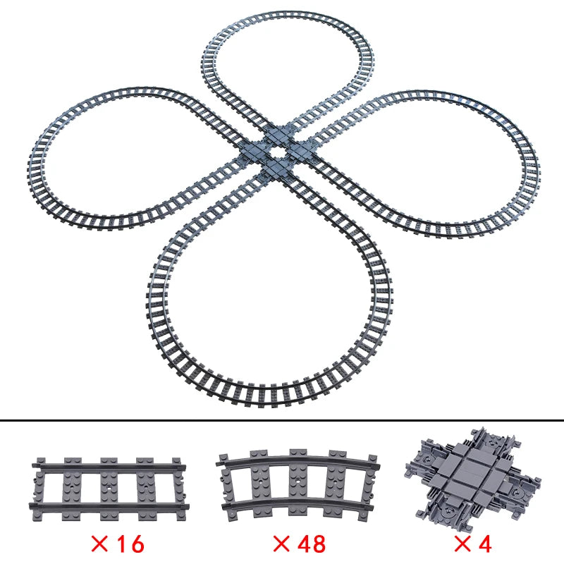 City High-tech Trains Flexible Tracks Forked Straight Curved Rails Crossing Switch Building Block Bricks Creative Toys for kids