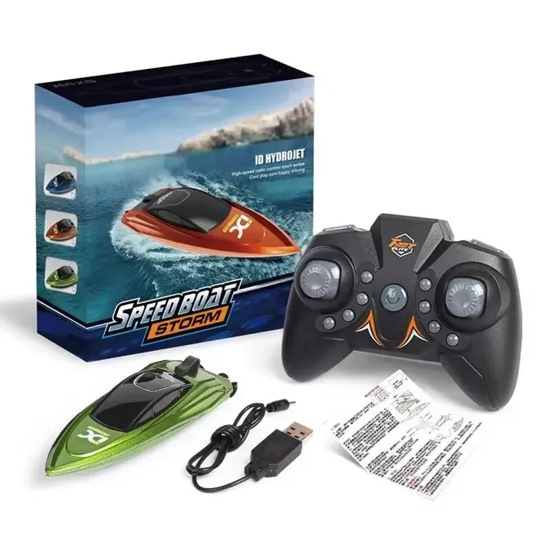 2.4G Mini Electric Racing Speedboat Remote Controlled Dual Motor RC Boat 10km/h High Speed Ship Summer Water Pool Kids Toy
