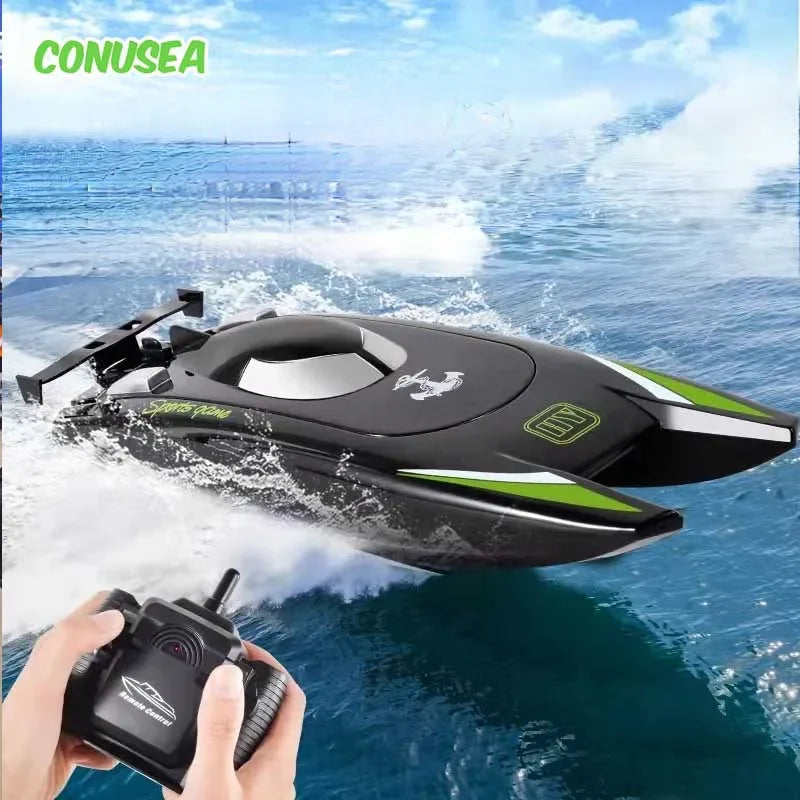 2.4G RC Boat 30KM/H High Speed Dual Motor 2CH Waterproof Remote Control Racing Ship Toy - 20Mins Battery for Kids & Adults