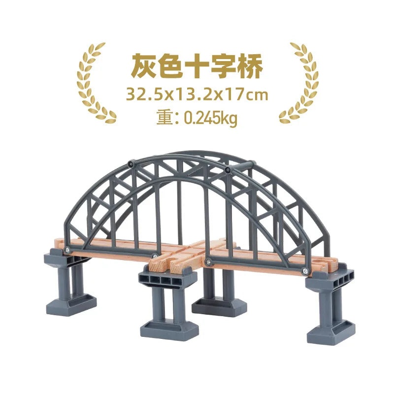 Wooden Train Tracks Accessories set Wood Railway Tracks Wooden Bridge Tunnel fit for Wood Tracks Toys Educational Toys