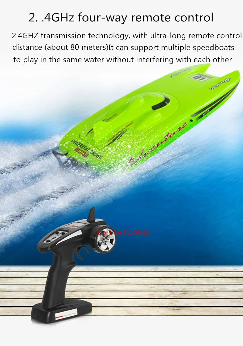 40KM/H Electric High Speed RC Speedboat 53CM Large Two-way Navigation Anti-Collision 2.4G RC Racing Boat Waterproof  Water Game