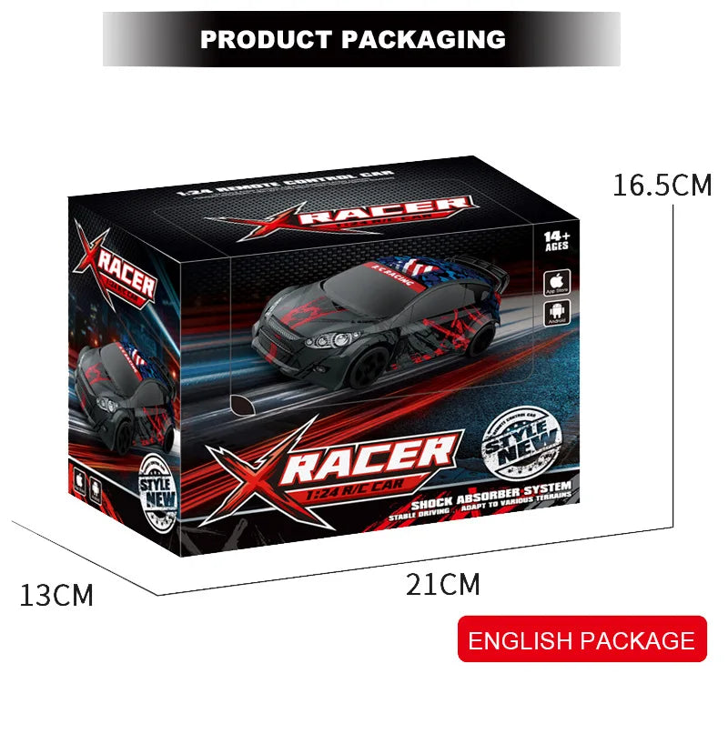 1:24 Two-wheel RC Car 30km/h High Speed Car Radio Controled Machine Remote Control Car Toys for Children Kids Gifts RC Drift