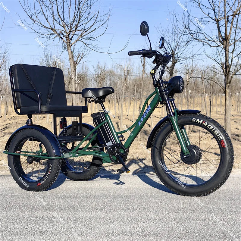 48V 750W Electric Bike For Man Powerful 24 Inch Fat Tire Bike All Terrain Electric Tricycles 3 Wheels for Adults Elderly