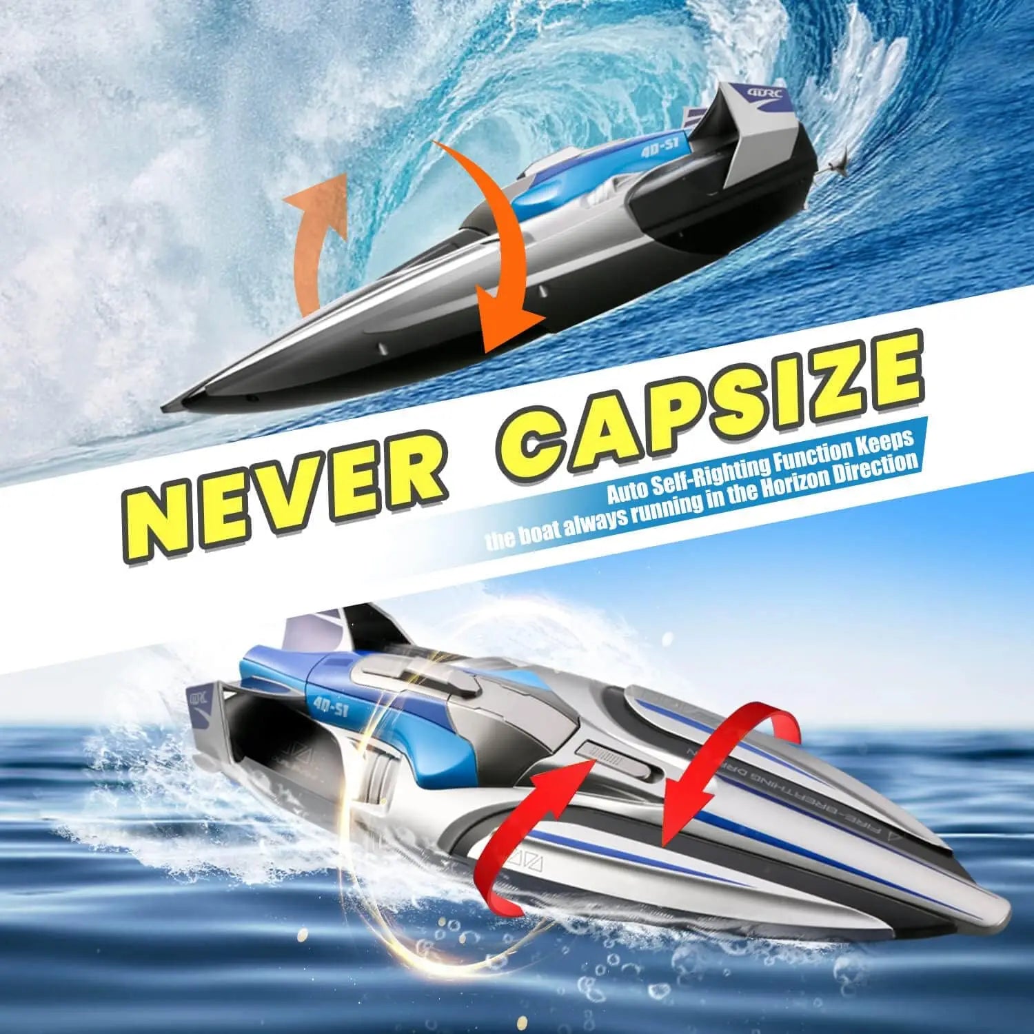 S1 2.4G High-speed Remote Control Speedboat 30 Km/h Waterproof Electric Remote Control Rowing Double Propoler Children's Gift