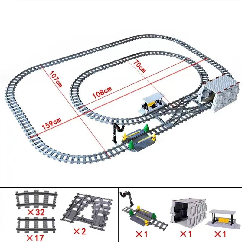 Train Track Combination, Cross Railway Building Block Scene, DIY Urban Railway Accessories, Children's Gifts and Toys