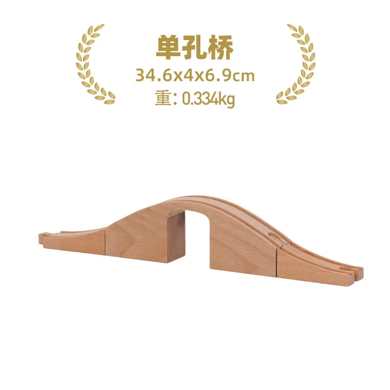 Wooden Train Tracks Accessories set Wood Railway Tracks Wooden Bridge Tunnel fit for Wood Tracks Toys Educational Toys