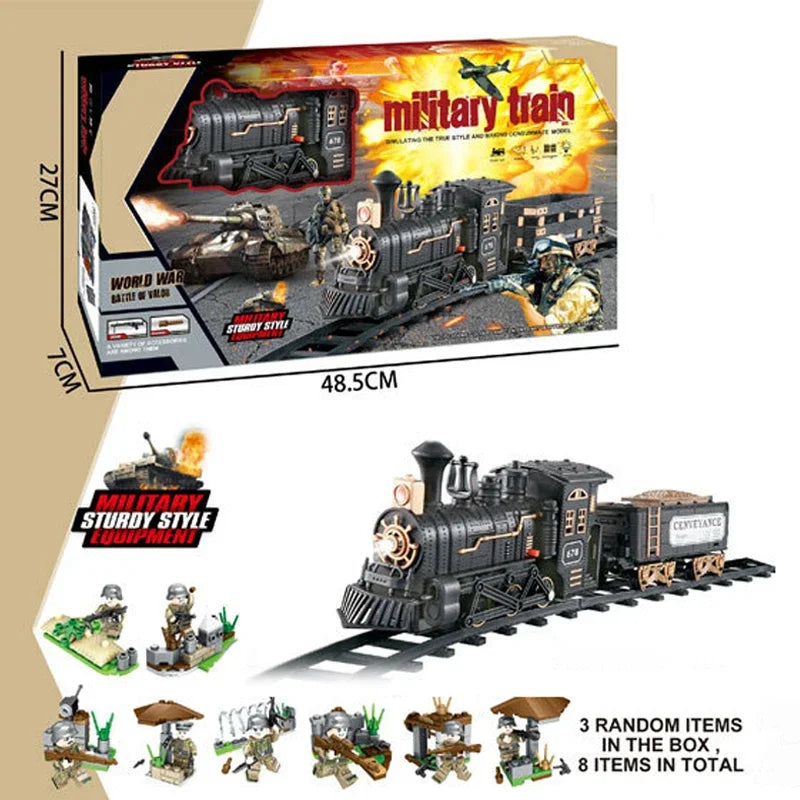 Classical Electric Train Track Set Spray Steam Train with Sound Simulated Locomotive Train Kit Retro Model Kids Boys Gift