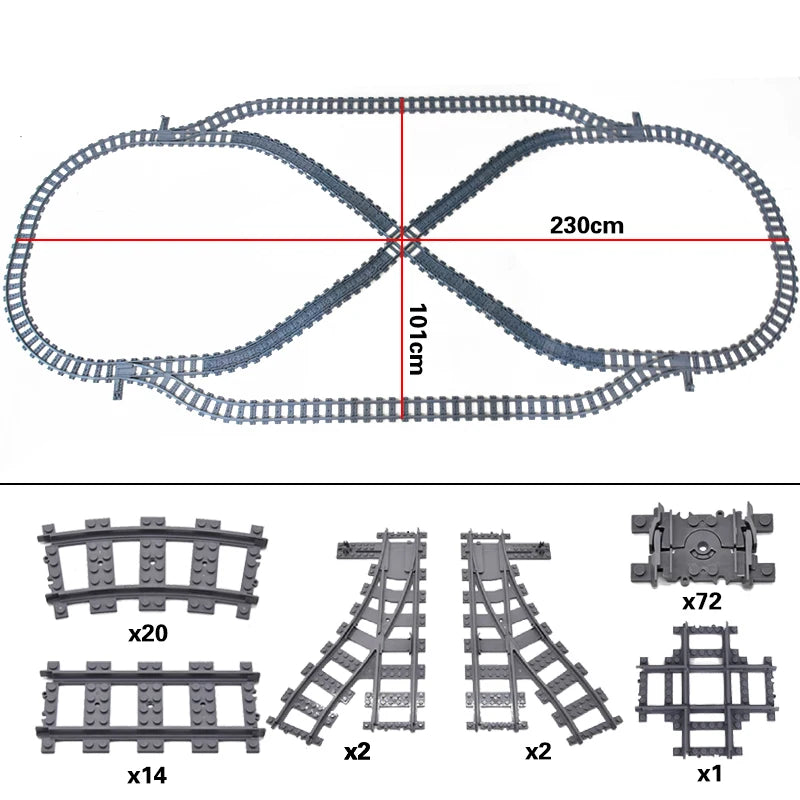 City High-tech Trains Flexible Tracks Forked Straight Curved Rails Crossing Switch Building Block Bricks Creative Toys for kids
