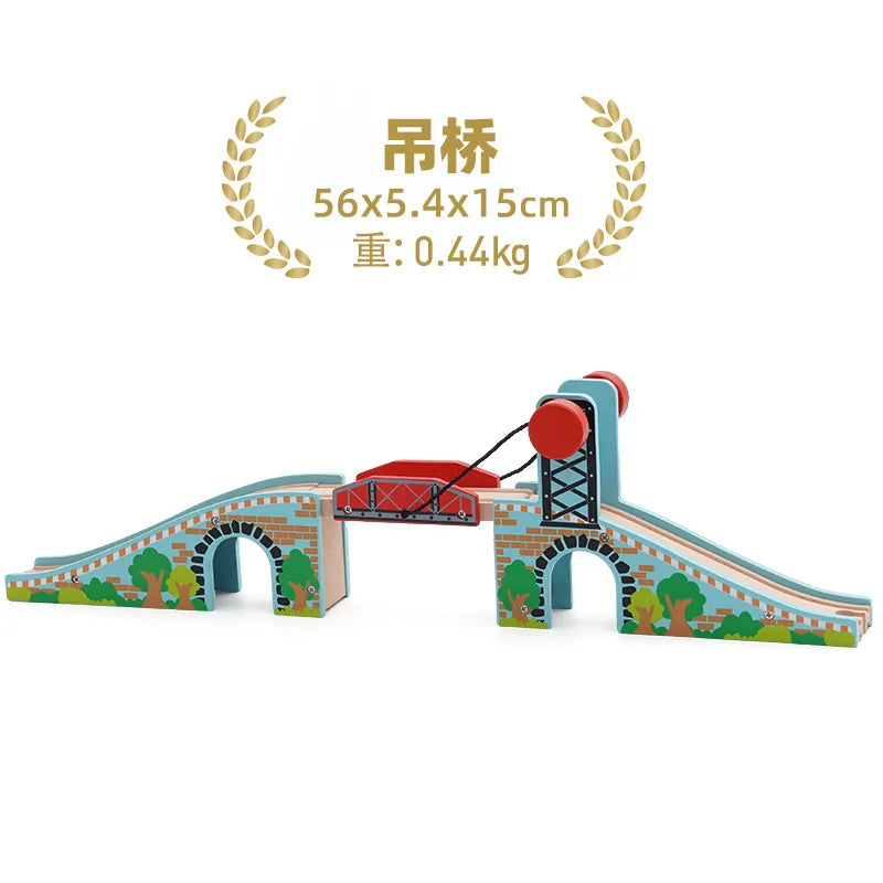 Wooden Train Tracks Accessories set Wood Railway Tracks Wooden Bridge Tunnel fit for Wood Tracks Toys Educational Toys
