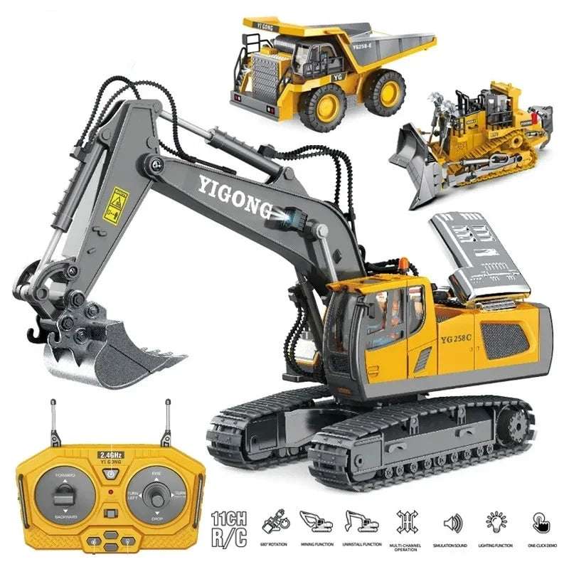 RC Excavator 1:20 Remote Control Truck 2.4G RC Crawler Engineering Vehicle Excavator Truck Radio Control Children's Day Gifts