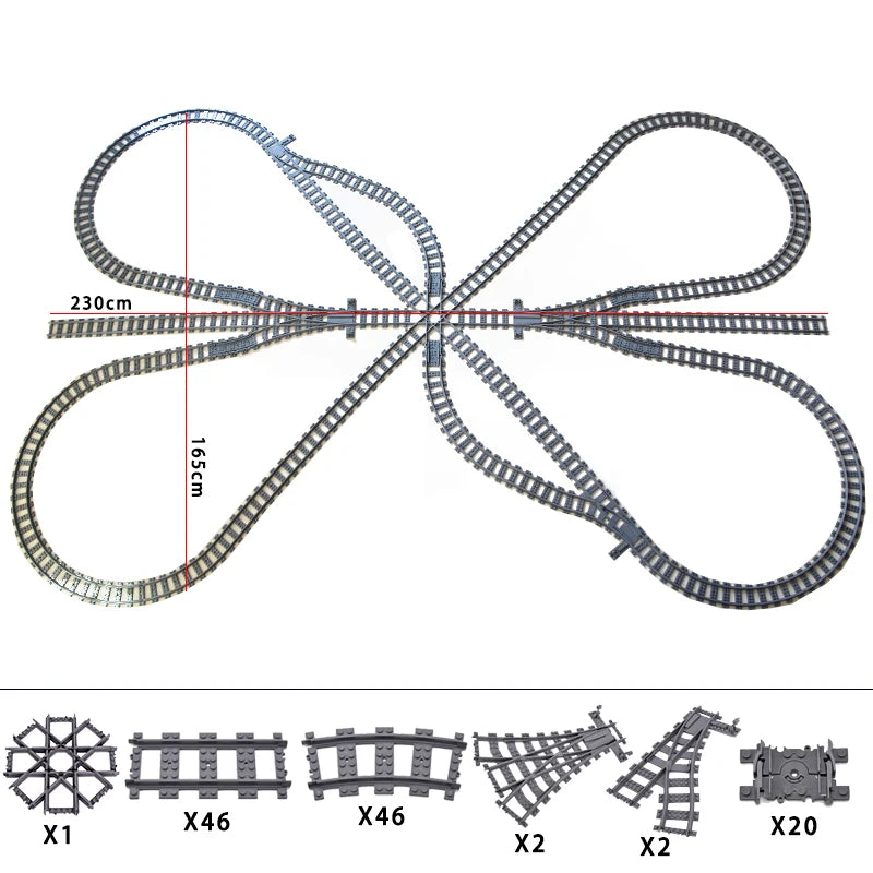 City High-tech Trains Flexible Tracks Forked Straight Curved Rails Crossing Switch Building Block Bricks Creative Toys for kids