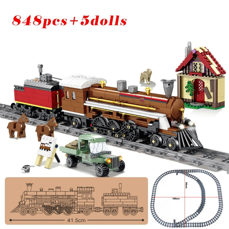 KAZI High-Tech Battery Powered Electric City passenger High Speed Train Rail Track sets Building Blocks Bricks kids DIY Toys