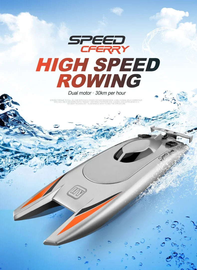 2.4G Radio Rc Boat 30Km/h Racing Boat High Speed Speedboat 20Mins Battery 2 Ch Dual Motor Waterproof Remote Control Ship Toy Boy