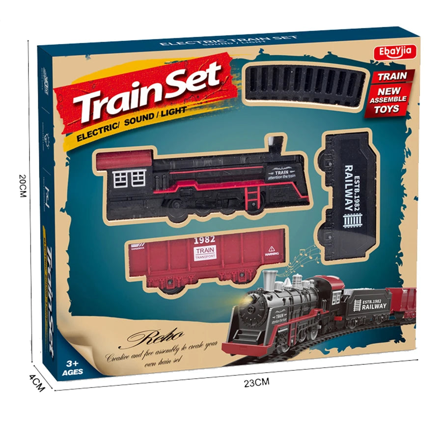 Electric Train Rail Car Simulation Retro Model Train High Speed Rail Toy Boy Set