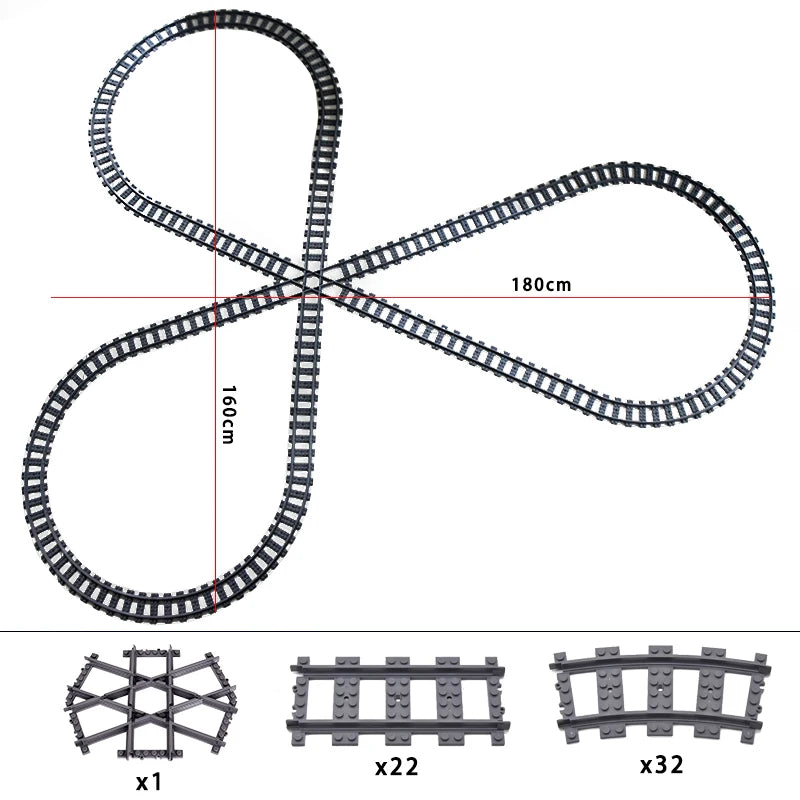 City High-tech Trains Flexible Tracks Forked Straight Curved Rails Crossing Switch Building Block Bricks Creative Toys for kids
