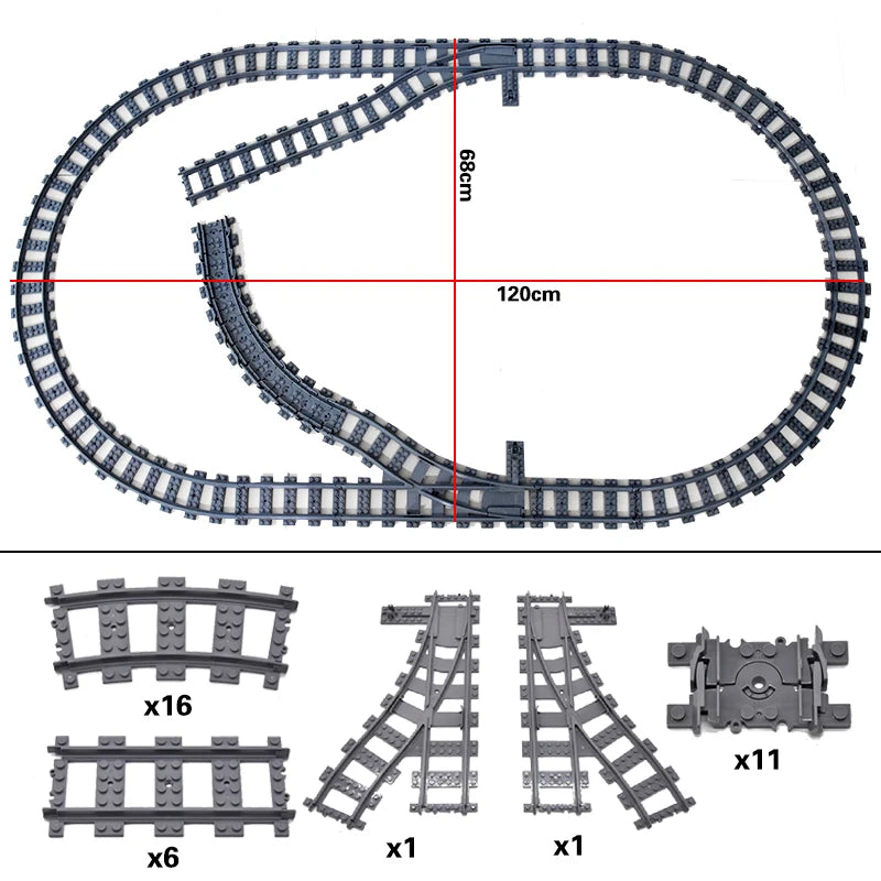 City High-tech Trains Flexible Tracks Forked Straight Curved Rails Crossing Switch Building Block Bricks Creative Toys for kids
