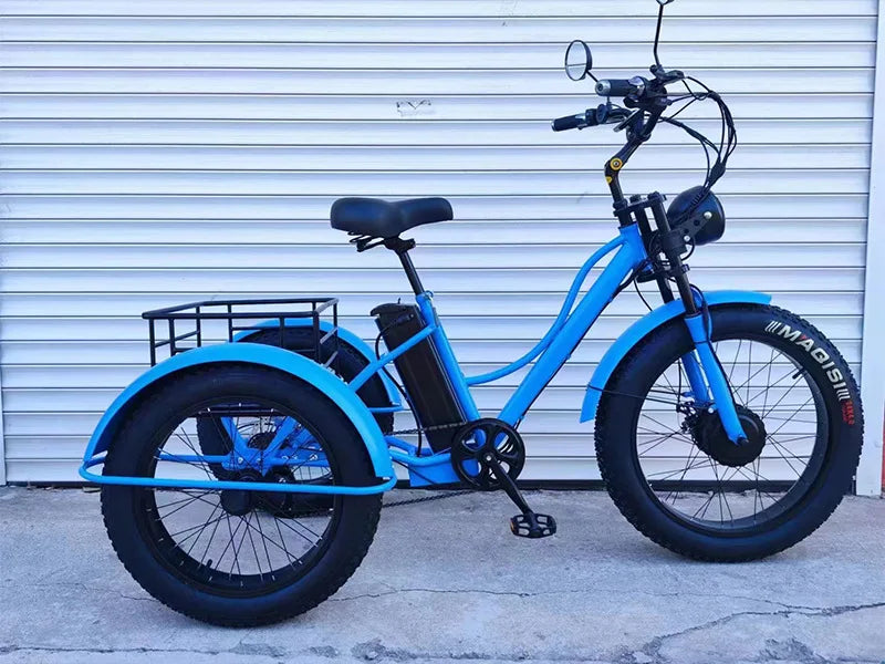 48V 750W Electric Bike For Man Powerful 24 Inch Fat Tire Bike All Terrain Electric Tricycles 3 Wheels for Adults Elderly