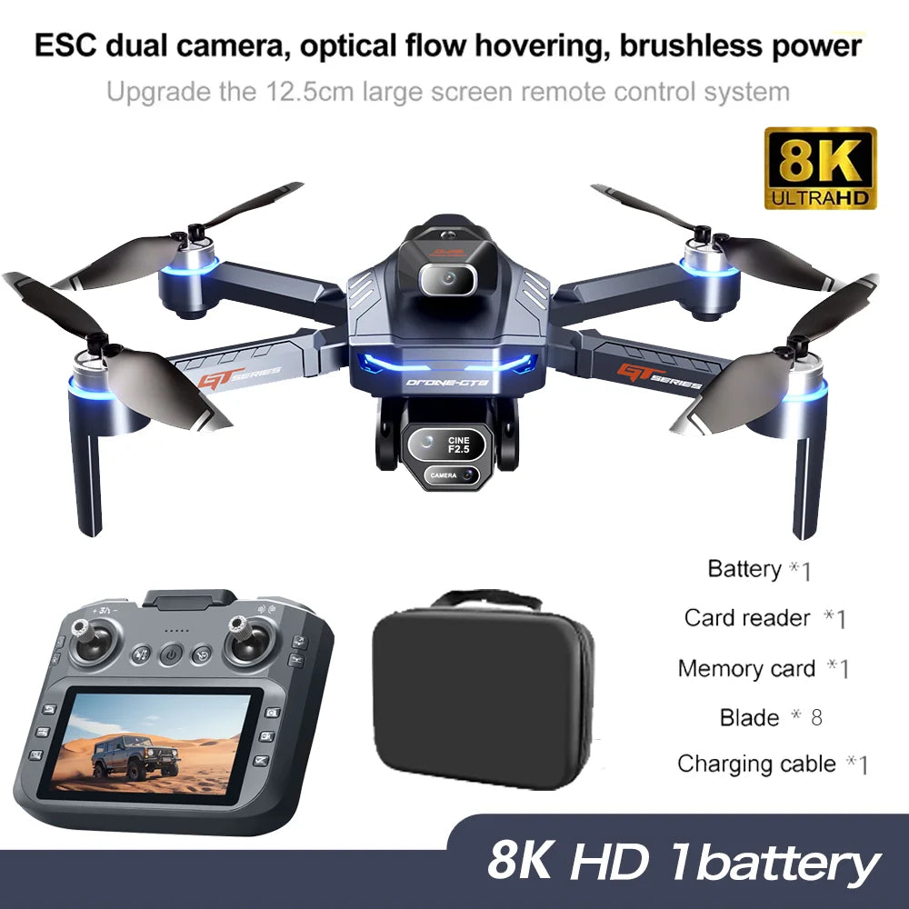 2025 New GT8 Drone GPS 8K Professional HD 360° Dual Cameras 5G WIFI Brushless Motors Obstacle Avoidance Foldable Quadcopter Toys