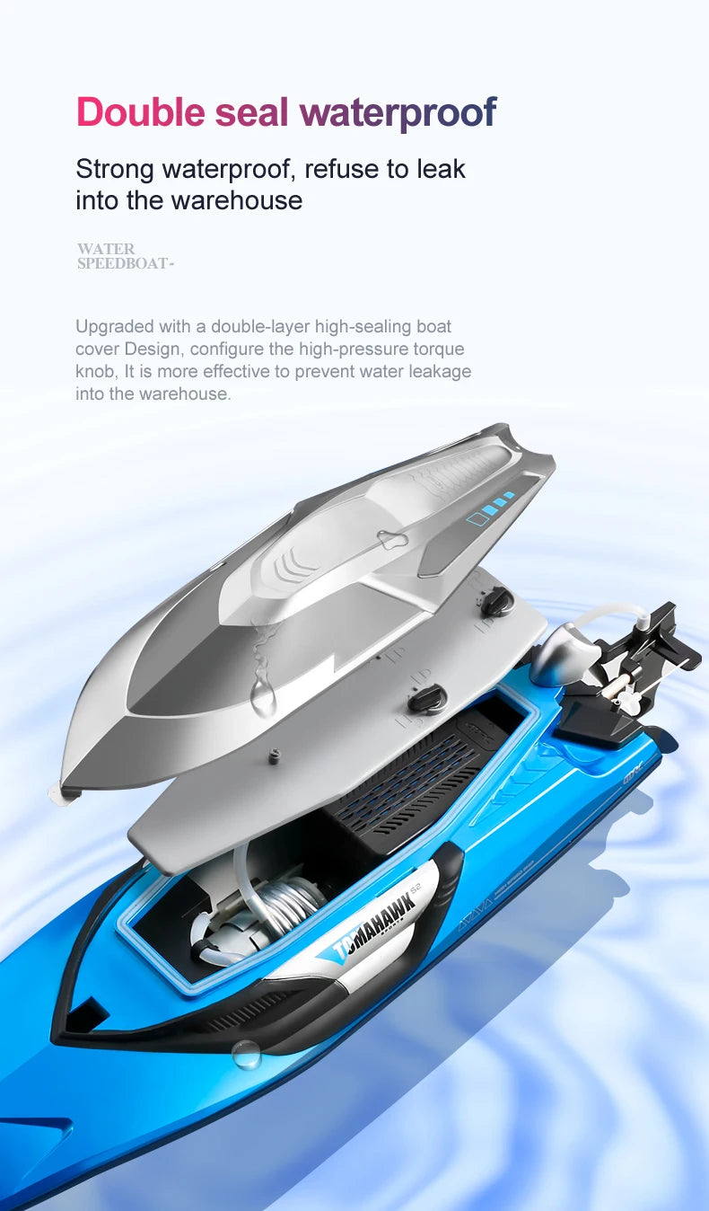 50CM RC Boat 50KM/H Professional Remote Control Speedboat High Speed Racing Big RC Yacht Endurance 20 Minutes Kids Boys Gifts