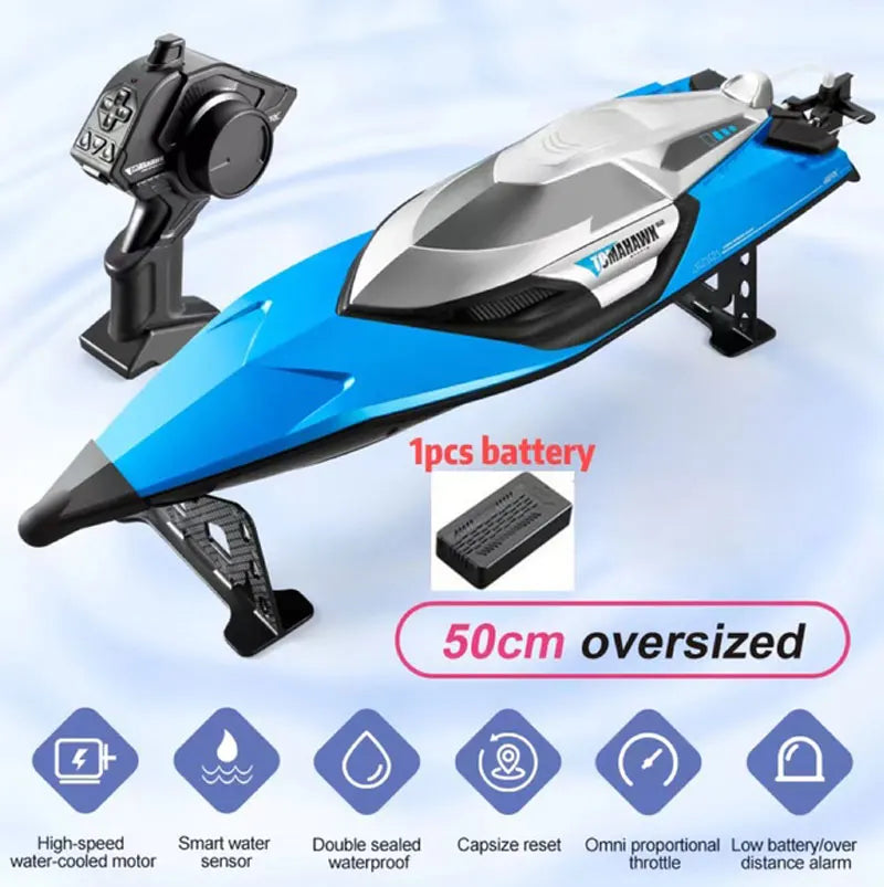 50CM RC Boat 50KM/H Professional Remote Control Speedboat High Speed Racing Big RC Yacht Endurance 20 Minutes Kids Boys Gifts