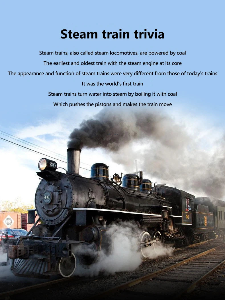 Classical Electric Train Track Set Spray Steam Train with Sound Simulated Locomotive Train Kit Retro Model Kids Boys Gift