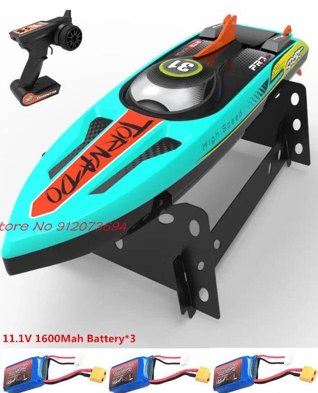 Waterproof Radio Control Electric Large Racing Speedboat Toy 80KM/H 200M 360° Turn LED Night Light Brushless High Speed RC Boat
