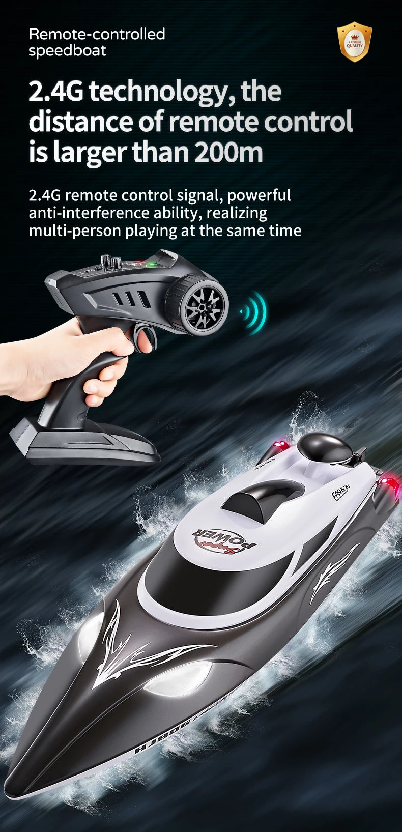 RC Speedboat 2.4G 35KM/H High Speed Electric Boats With Seal Waterproof  Motor Remote Control Racing Ship Outdoor Boats Toys