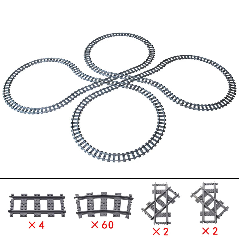 City High-tech Trains Flexible Tracks Forked Straight Curved Rails Crossing Switch Building Block Bricks Creative Toys for kids