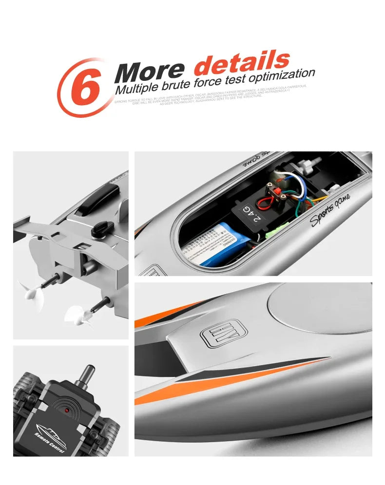 2.4G RC Boat 30KM/H High Speed Dual Motor 2CH Waterproof Remote Control Racing Ship Toy - 20Mins Battery for Kids & Adults