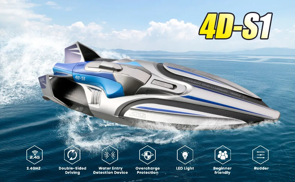S1 2.4G High-speed Remote Control Speedboat 30 Km/h Waterproof Electric Remote Control Rowing Double Propoler Children's Gift