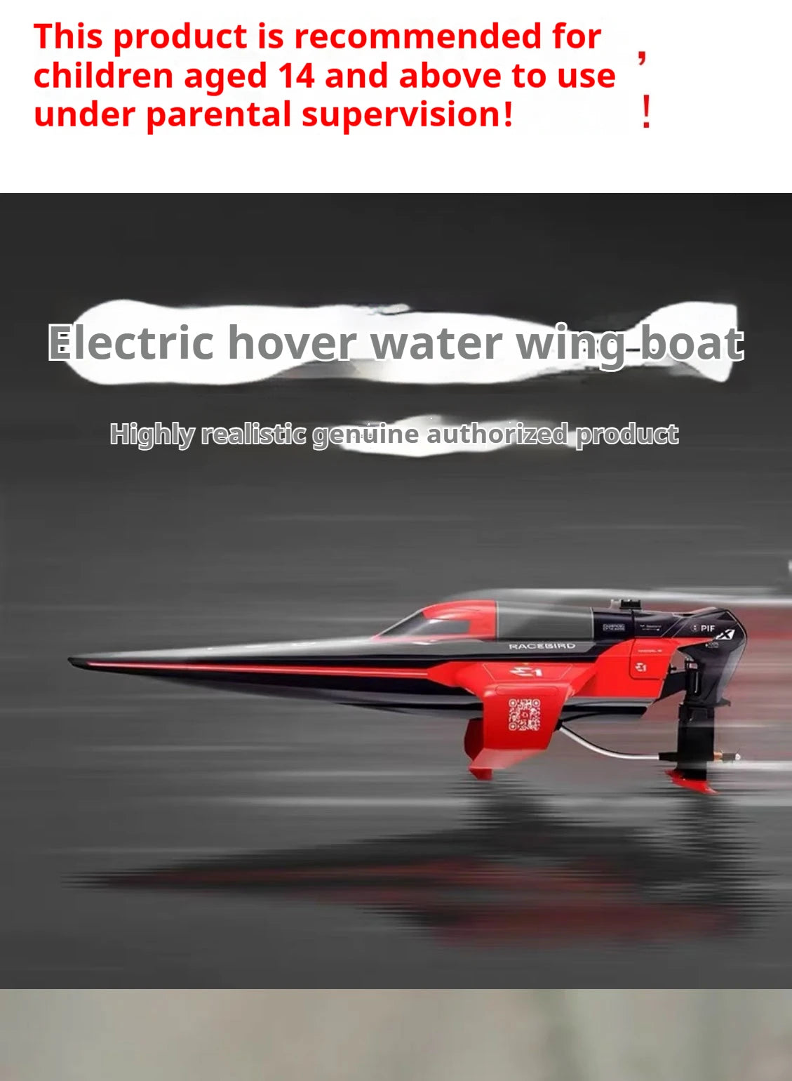 E1 Racebird Professional RC Remote Control Electric Boat High-Speed Water-Cooled Motor Hydrofoil Model Toy for Water Sports