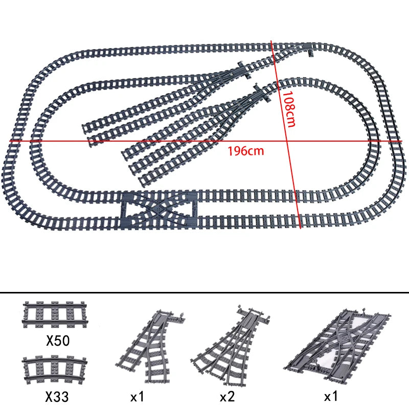 City High-tech Trains Flexible Tracks Forked Straight Curved Rails Crossing Switch Building Block Bricks Creative Toys for kids