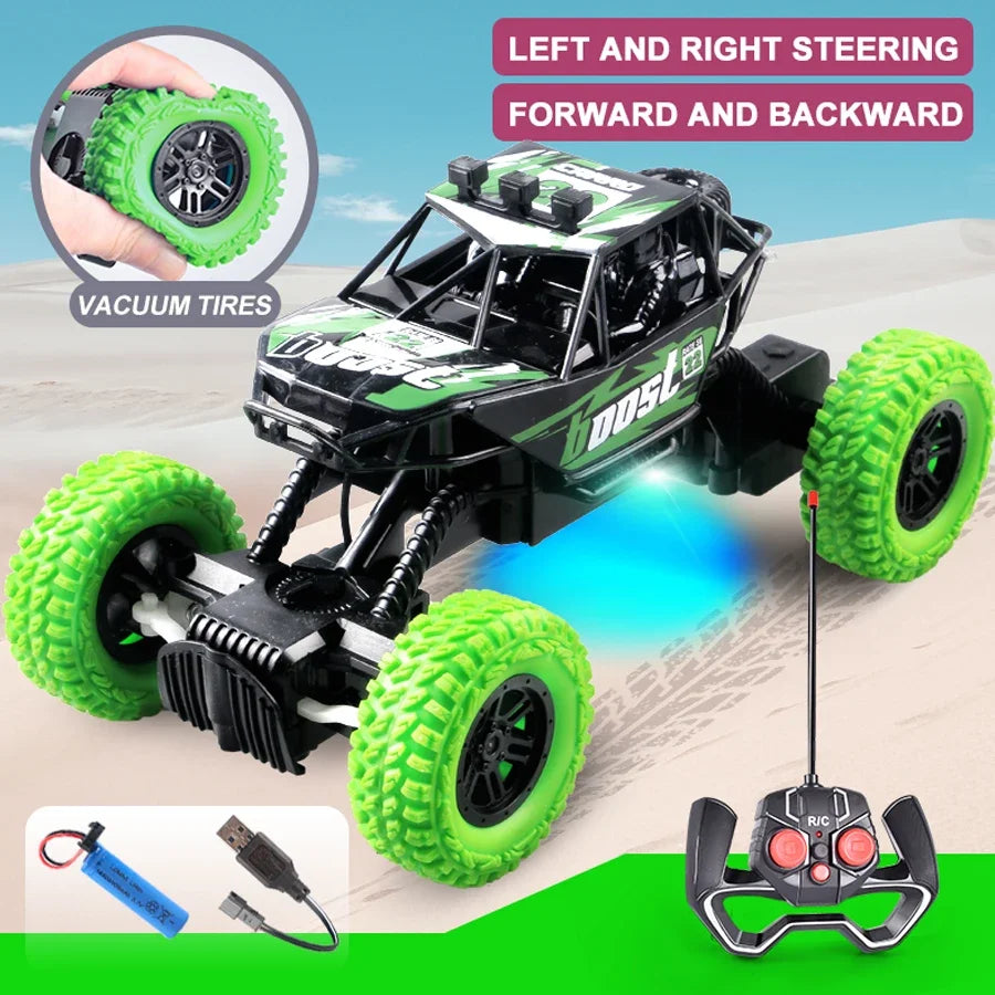 Remote Control Off Road Toy Car Colorful Flashing Lights Rubber Wheels Christmas Gift for Children