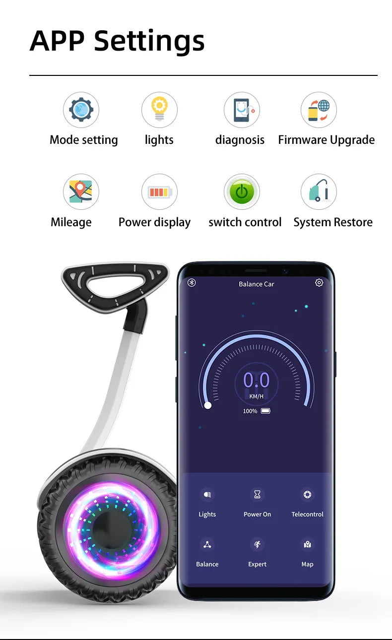 High Quality 36V Lithium Battery HoverBoard 8inch Bluetooth Self-Balancing Electric Scooter With Steering Handle