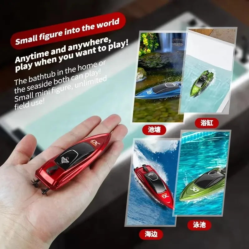 2.4G Mini Electric Racing Speedboat Remote Controlled Dual Motor RC Boat 10km/h High Speed Ship Summer Water Pool Kids Toy