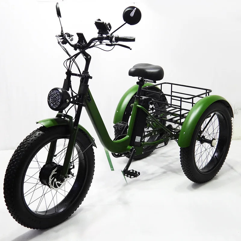 Electric Fat Bike 24 Inch Three Wheel Electric Bicycle Powerful Snow Mountain Electric Bike Adult Men's Women's