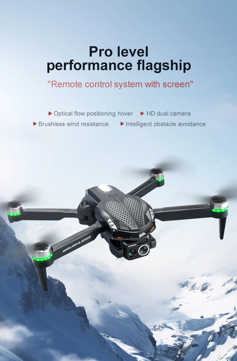 2025 S168 RC Drone 2.4inch Screen Brushless Motor 8K HD Dual Cameras Optical Flow Positioning Intelligent Avoidance Aircraft Toy