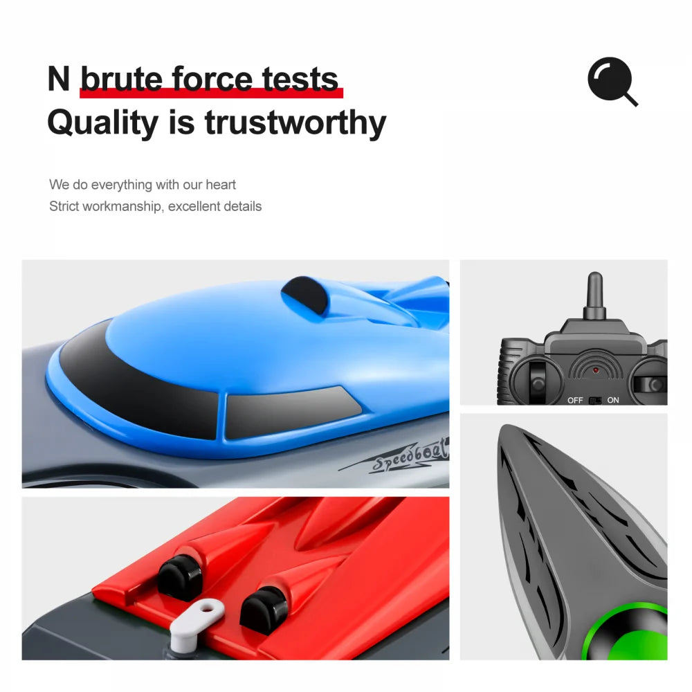 Rc Boat 20Km/h Remote Control Speedboat Dual Motor Radio-Controlled Racing Ship for Pools and Lakes Simulated Model Kids Gift