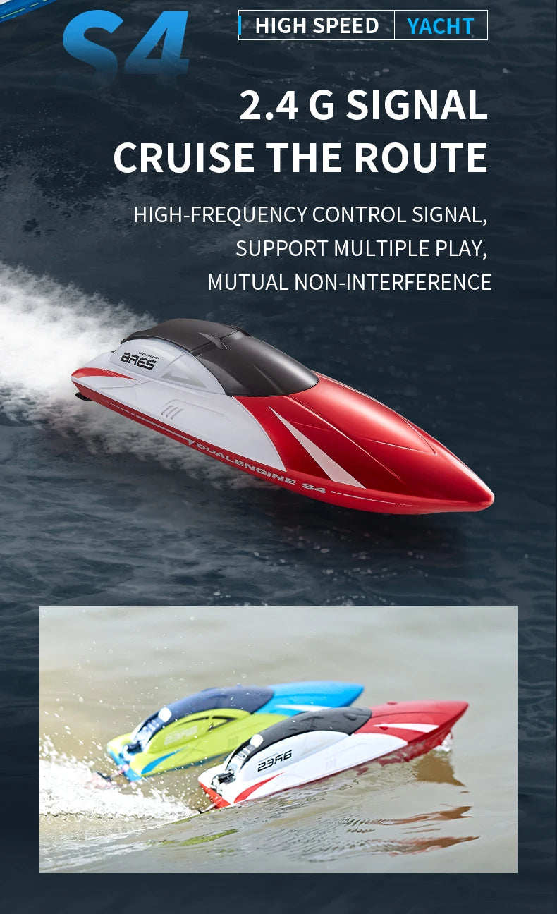 S4 Speedboat 2.4G High-Speed 15km/h Radio Remote Control Competitive Rowing Boat Charging Electric Water Toy for Boys Gift