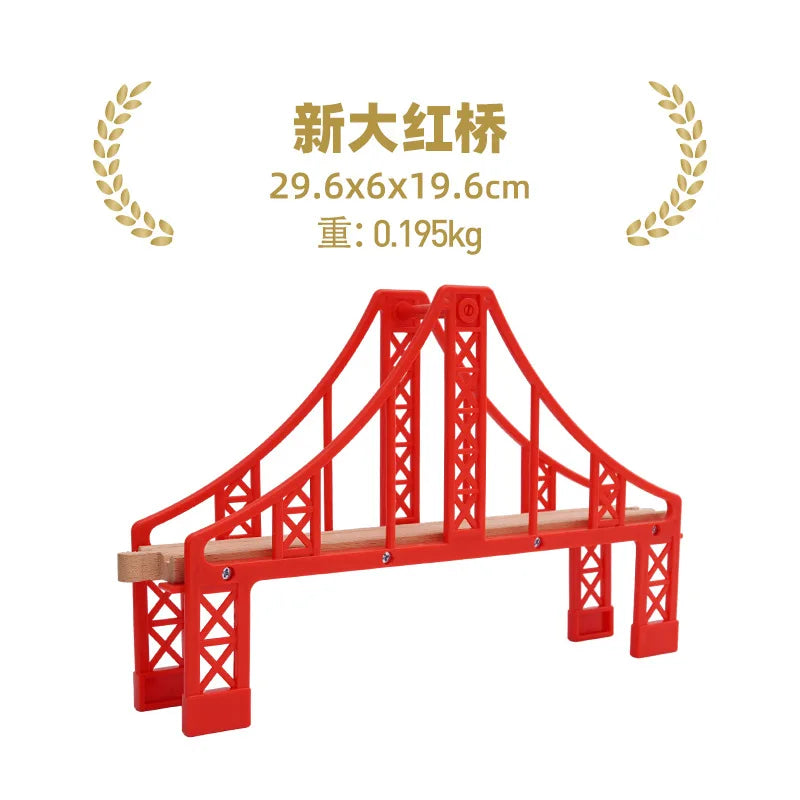 Wooden Train Tracks Accessories set Wood Railway Tracks Wooden Bridge Tunnel fit for Wood Tracks Toys Educational Toys