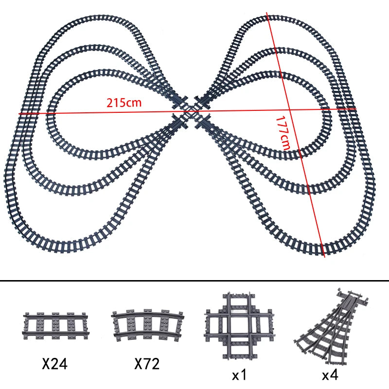 City High-tech Trains Flexible Tracks Forked Straight Curved Rails Crossing Switch Building Block Bricks Creative Toys for kids