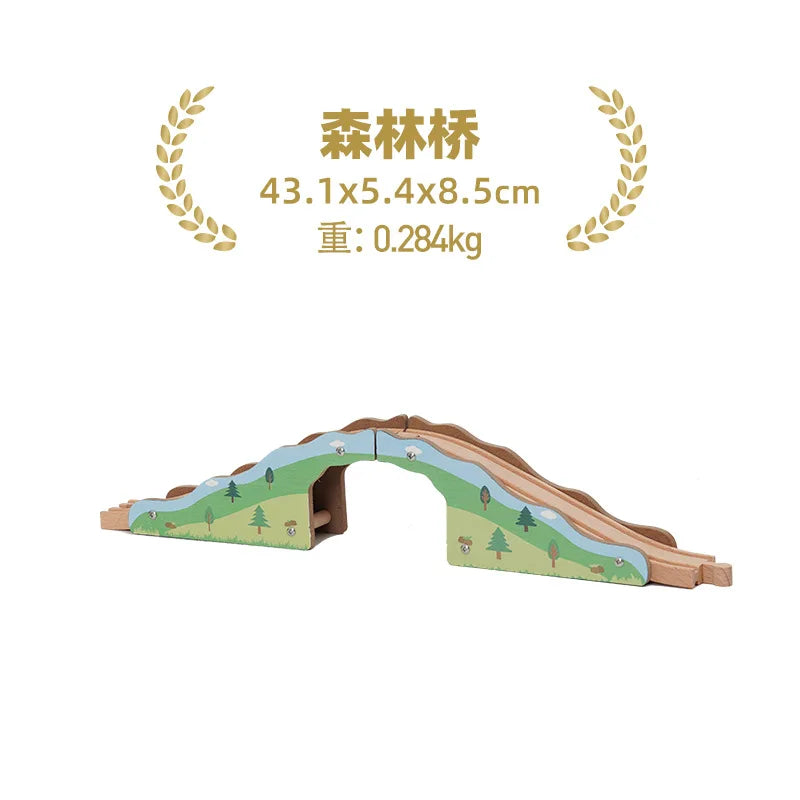 Wooden Train Tracks Accessories set Wood Railway Tracks Wooden Bridge Tunnel fit for Wood Tracks Toys Educational Toys